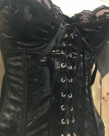 Wetlook PVC Basque & Thong Set